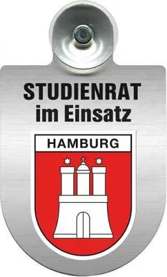 Produktbild von Einsatzschild mit Saugnapf - Studienrat im Einsatz - incl. Regionenwappen nach Wahl 393877 Color - Region Hamburg