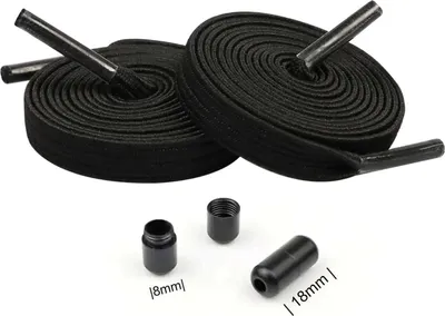 Elastische Schnürsenkel mit schwarzen Metallkapseln - in Schwarz