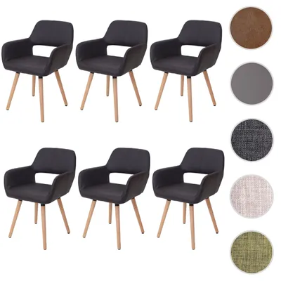 Produktbild von 6er-Set Esszimmerstuhl HWC-A50 II, Stuhl Küchenstuhl, Retro 50er Jahre Design  Kunstleder, braun, helle Beine