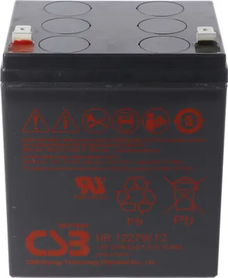 Zdjęcie produktu dla CSB-HR1227WF2 12-woltowy akumulator kwasowo-ołowiowy AGM 2.25Ah 27Wh 90x70x106mm Faston 6.3mm odporny na wysokie natężenie prądu