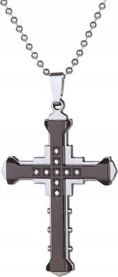 Produktbild von Halskette Anhänger Stahl Handschellen Kreuz schwarz 389