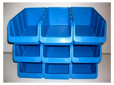 Produktbild von 9 Stapelboxen Sichtboxen Lagerboxen Größe 3/L blau 145x315x125 mm