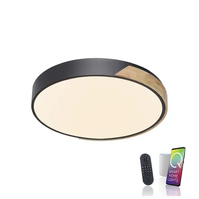 Produktbild von Selltec LED Deckenleuchte Q BILA Smart Home dimmbar Fernbedienung steuerbar App Wandlampe schwarz Wohnzimmer, Schlafzimmer, Flur, Küche 6071-18