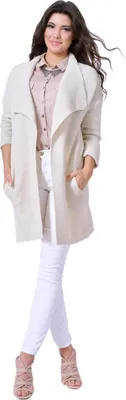 Immagine prodotto di Damen Strickjacke Felpa Poncho Umhang Cardigan Jacke; Beige/S/M/L
