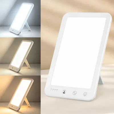Image de Lampe de luminothérapie Vigevee, 10000 lux, avec 3 couleurs de lumière, 5 niveaux de luminosité, 4 modes de minuterie et connecteur USB-C, idéale pour une utilisation à domicile
