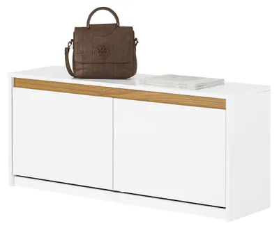 Produktbild von Schuhkipper Schuhbank mit Sitzfläche, Dielenbank, Schuhtruhe, Sitzbank mit Stauraum, Sitzkommode, Schuhregal schmal, Weiß, BHT ca. 104x47x30cm