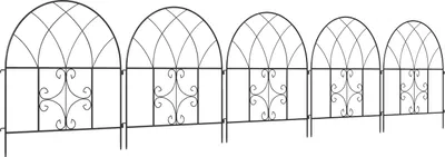 Immagine prodotto di Recinto da giardino Recinto in acciaio 300 cm x 70 cm di altezza Recinto a rete decorativo Set di elementi di recinzione Recinto paesaggistico Recinto ad arco superiore per cani Recinto per cani per aiuole da giardino Barriera per animali da esterno Nero Aosom