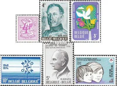 Produktbild von Briefmarken Belgien 1974 Mi 1755,1756,1759,1764, 1765,1768 (kompl.Ausg.) postfrisch Löwe
