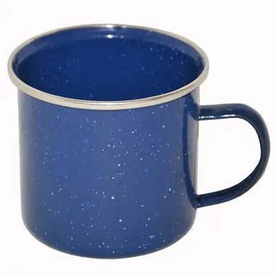 Produktbild von Tasse Emaille mit Edelstahlrand blau