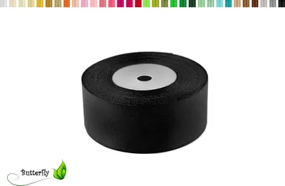 Produktbild von Satinband 38mm x 32m Rolle, Farbe:141 schwarz