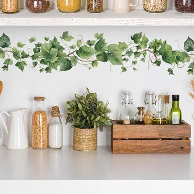 Imagen del producto de Ibenzoa®: Adhesivos para pared con motivos de hojas y flores, removibles sin dejar residuos, reutilizables, ideales para decorar paredes y muebles