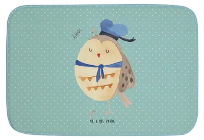 Produktbild von Mr. & Mrs. Panda Badteppich Eule Matrose - Türkis Pastell - Geschenk, Heimathafen, Owl, Badematte, badezimmervorleger, Deko, duschmatte, Badezimmerteppich, Badvorleger