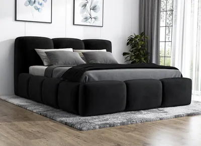Produktbild von Polsterbett STERN 140x200 mit Matratze und Bettkasten. Farbe: Schwarz.