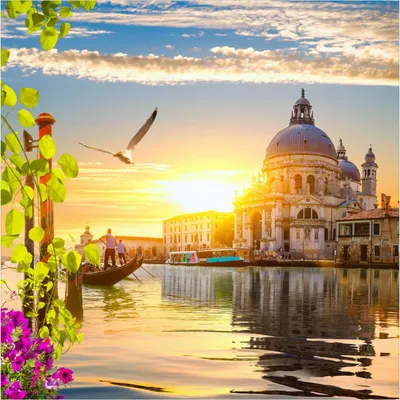 Produktbild von Wallario Premium Glasbild, freischwebende Optik, kräftige Farben, Größe 50 x 50 cm Motiv Italienischer Sommerabend