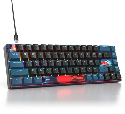 Produktbild von mechanische Gaming Tastatur 65% 68 Tasten mit Lineare rote Schalter kabelgebundene mechanische Tastatur 68 Monstor Red Switch