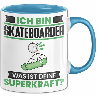 Zdjęcie produktu dla Kubek dla skateboardzisty – prezent urodzinowy dla skateboardzisty z zabawnym napisem (niebieski)