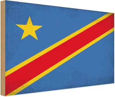 Produktbild von vianmo Holzschild 20x30 cm DR Kongo Congo Vintage Flagge Fahne Wappen