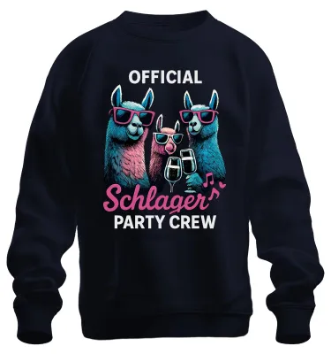 Produktbild von Schlager Party Crew Offiziell Alpaka Lama Prosecco Musik Sweatshirt Pullover, Navy, L