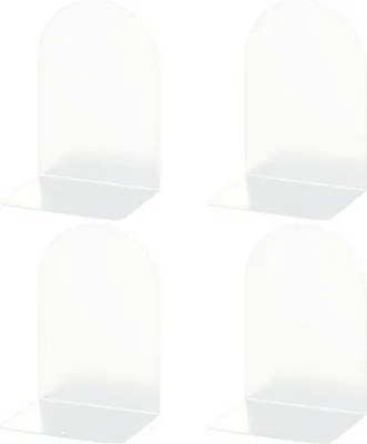 Image de Deefongo Set de 4 serre-livres en métal blanc pour l'école bureau maison