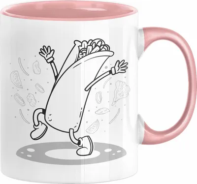Produktbild von Burrito Tasse Rosa, spülmaschinenfest, mikrowellengeeignet, beidseitiger Druck