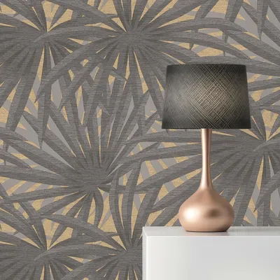 Produktbild von TADESSI Tapete Wald und Blätter Salvatore M1-No.611 Vliestapete Grau Gold Blumentapete Wohnzimmer Schlafzimmer Küche