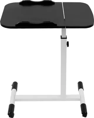 Produktbild von Höhenverstellbarer Laptop-Tisch - Rollbarer Beistelltisch - Neigbar 0–90° - Klappbares H-Gestell - 60x40 cm - Belastbar bis 15 kg - Schwarz