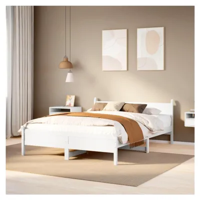 Produktbild von Bettgestell in Weiß 120x190 cm aus massivem Kiefernholz