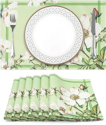 Produktbild von Famanu Platzset 6er Set - Blumen, abwaschbar, hitzebeständig, 33 x 48 cm