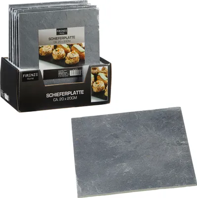 Produktbild von 6 x Schieferplatten 20 x 20 cm Schieferteller Servierteller Schieferservierteller Sushiteller Schieferschalen