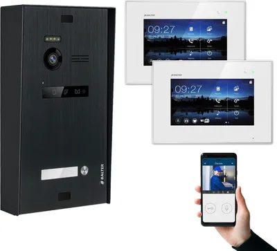 Produktbild von BALTER EVO Aufputz Schwarz 2-Draht 2x 7" WiFi Monitor Weiß Video Türsprechanlage Set 1 Familienhaus