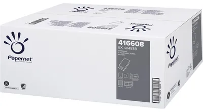 Imagen del producto de Papernet, toalla de papel estándar, modelo 416608, color natural, 20 unidades por paquete, 250 unidades por rollo.