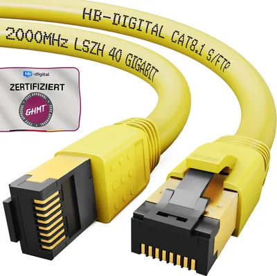 Produktbild von hb-digital 0,25m RJ45 Patchkabel CAT 8.1 S/FTP LSZH gelb