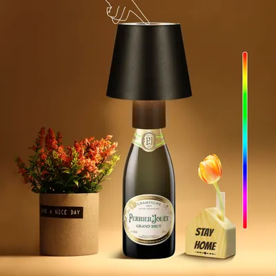 Produktbild von LED Flaschenleuchte Dimmbare Akku Tischlampe Kabellose RGB Touch Tischleuchte IP54 Wasserdicht LED Flaschenlampe