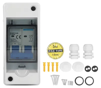 Productafbeelding van 1000V DC-isolatorschakelaar voor zonnepanelen, miniatuurstroomonderbreker met waterdichte IP65-verdeeldoos