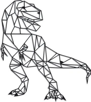 Produktbild von Wanddeko Metall Wandbild Metallbild Geometrische Wandkunst T-Rex 40 x 45 cm, Farbe:T-Rex Schwarz