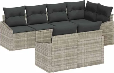 Obrázok produktu pre Sada pohoviek s vankúšom 7 pcs Svetlosivá polyratan
