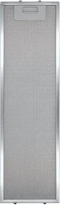 A close-up product shot of a metal range hood filter.