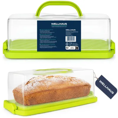Produktbild von WELLHAUS Kuchenbehälter Grün 36 x 16 x 13,3 cm – Transportbox mit Deckel