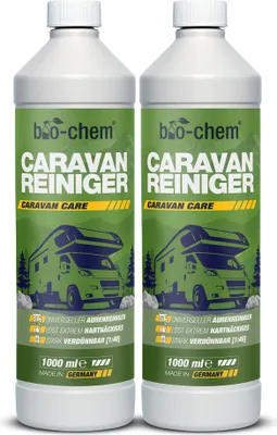 Produktbild von bio-chem Caravan- und Wohnmobil-Reiniger - Extra Starkes Konzentrat - 2X 1000 ml - Reiniger für Wohnmobile, Wohnwagen, Vorzelte, Regenstreifenentferner - DE