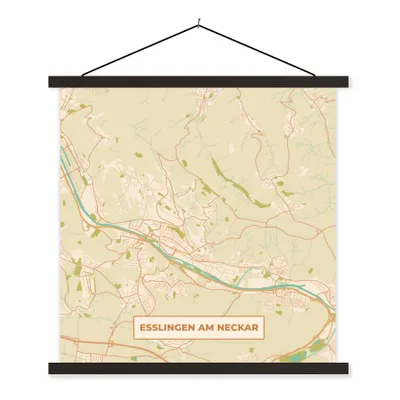 Produktbild von MuchoWow® Textilposter Esslingen am Neckar - Karte - Vintage - Stadtplan 60x60 cm mit schwarzem Rahmen - Posteraufhänger