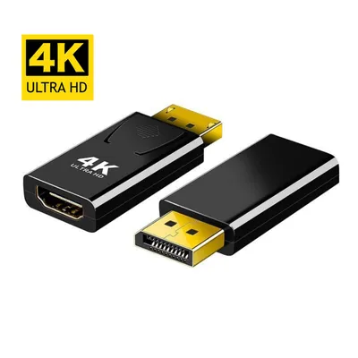 Produktbild von DisplayPort auf HDMI Adapter – 4K DisplayPort auf HDMI Konverter – DP auf HDMI Stecker 4K 1080p Full HD Ultra HD Audio Video