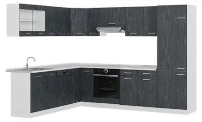 Immagine prodotto di Cucina angolare completa Vicco R-Line Calce nera/Bianco 287 x 227 cm senza piano di lavoro, Model 47388