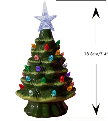 Obrázok produktu pre 18.8cm osvetlený keramický vianočný stromček vianočné stolové dekorácie vianočné svetlá