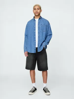 Produktbild von GAP Herren Baggy Jeansshorts Schwarz Größe 34
