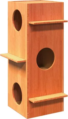 Produktbild von "2026 Promotion" Katzenhaus Wachsbraun 43x43x90 cm Massivholz Kiefer - Kratzbäume CC31991