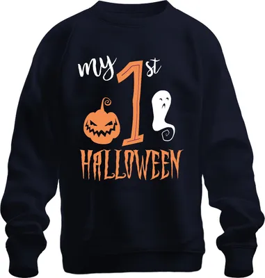 Produktbild von my 1st Halloween Baby ErstesJahr Kürbis Gespenst Süß Kürbisgesich Uni Sweatshirt Pullover, Navy, 3XL