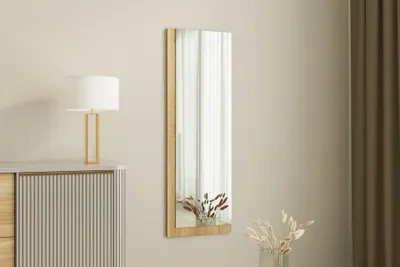 Image de Skye Decor, Lariya - Blanc, Naturel, Miroir, Blanc, 40 x 2,2 x 120 cm