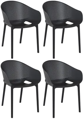 Produktbild von CLP Bistrostuhl Sky Pro 4er Set – Moderner Gartenstuhl aus Kunststoff, stapelbar schwarz