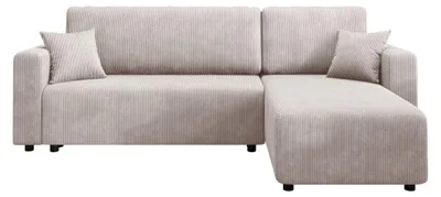 Produktbild von ZAKO Ecksofa L-Form mit Schlaffunktion und Bettkasten, Cord Silbergrau