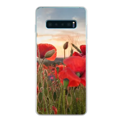 Produktbild von MuchoWow® Handyhülle Schutzhülle Hülle für Samsung Galaxy S10 Lite Sonnenuntergang hinter den schönen Mohnblumen Silikon Softcase Handy Hülle - Schutz